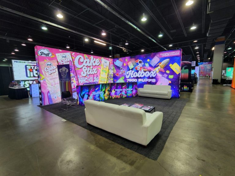 Puff Brands 20x20 Trade Show Booth at Champs Trade Show Chicago 2022