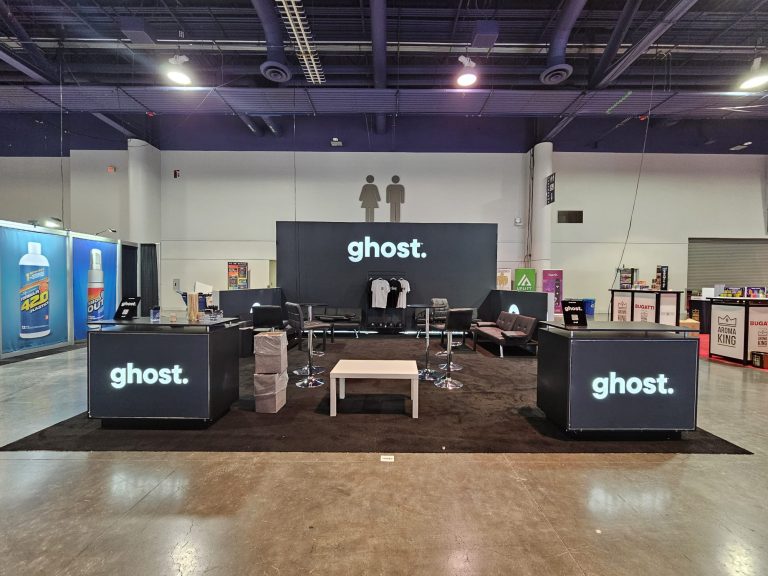 Ghost Hemp 20x20 Trade Show Booth at Champs Trade Show Vegas July 2023